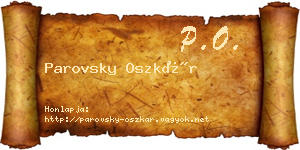 Parovsky Oszkár névjegykártya
